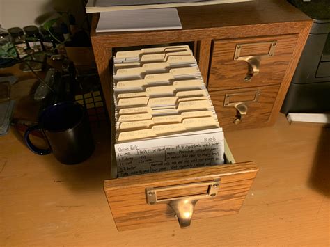 upcycled metal index card box|20 Catalog Drawers.